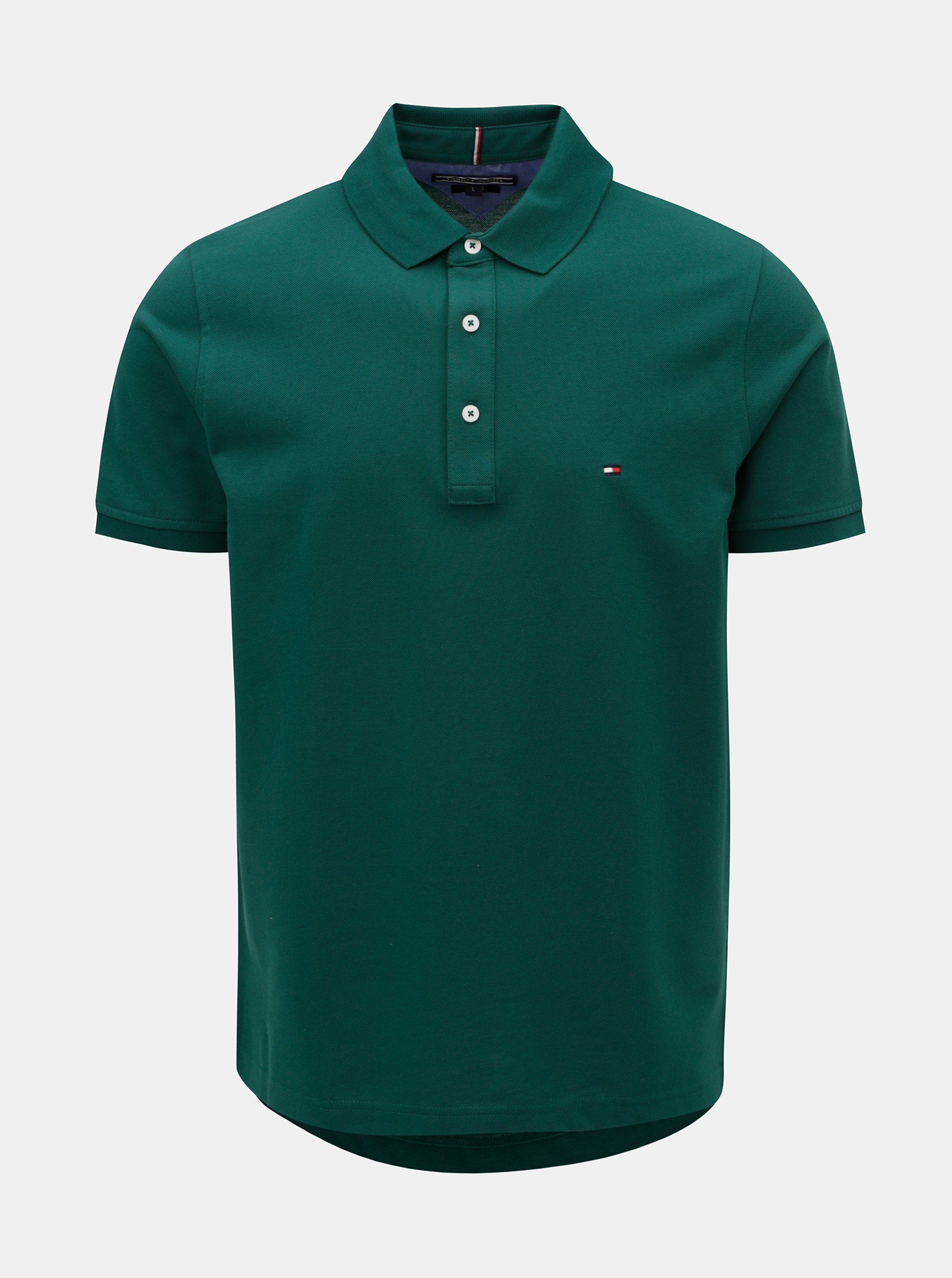 Tmavě zelené slim fit polo tričko Tommy Hilfiger