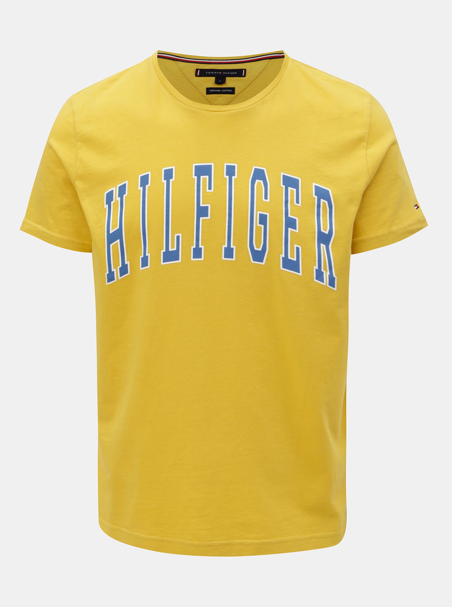 Žluté pánské tričko s potiskem Tommy Hilfiger