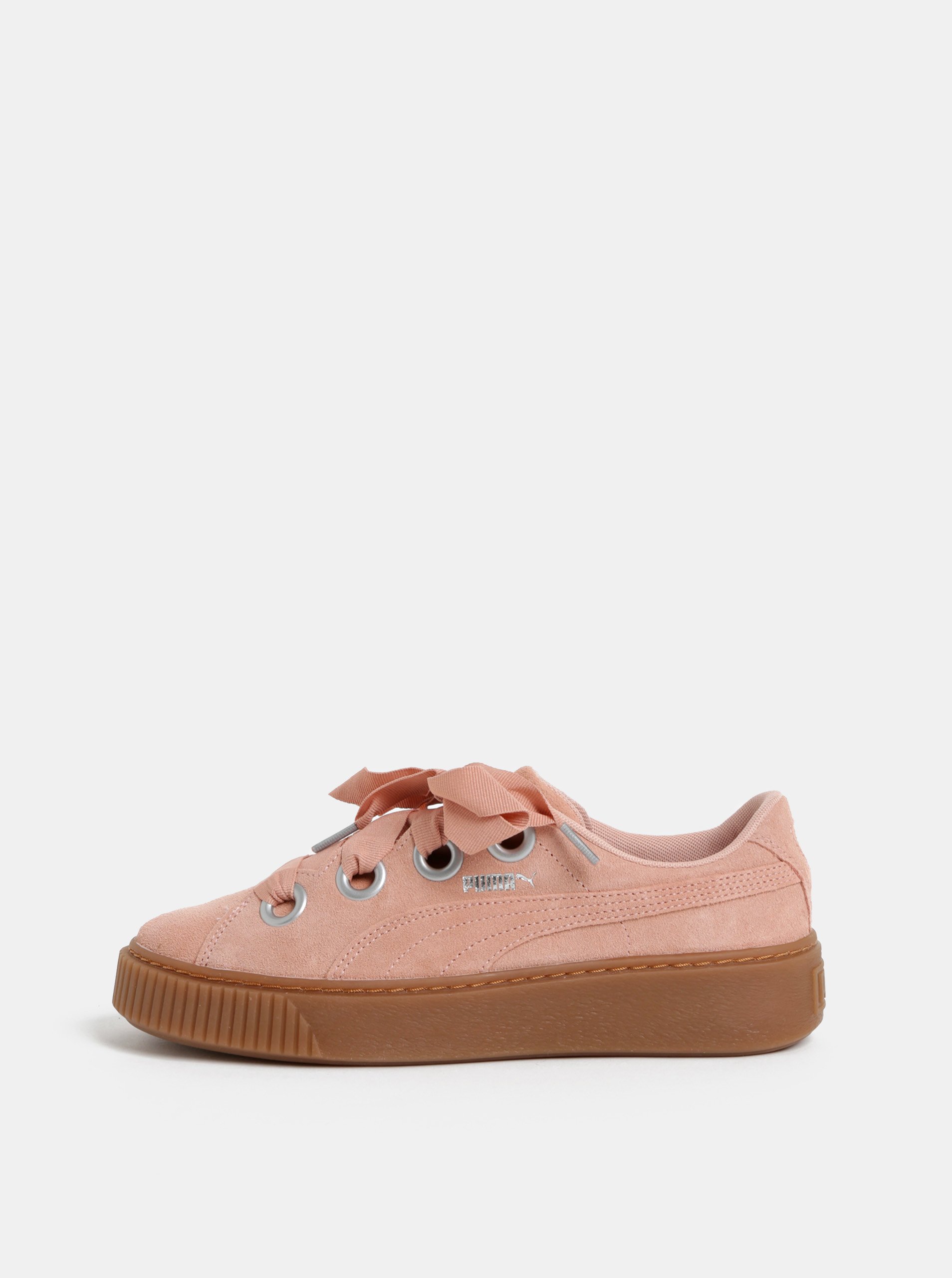 Starorůžové dámské semišové tenisky Puma Platform Kiss Suede