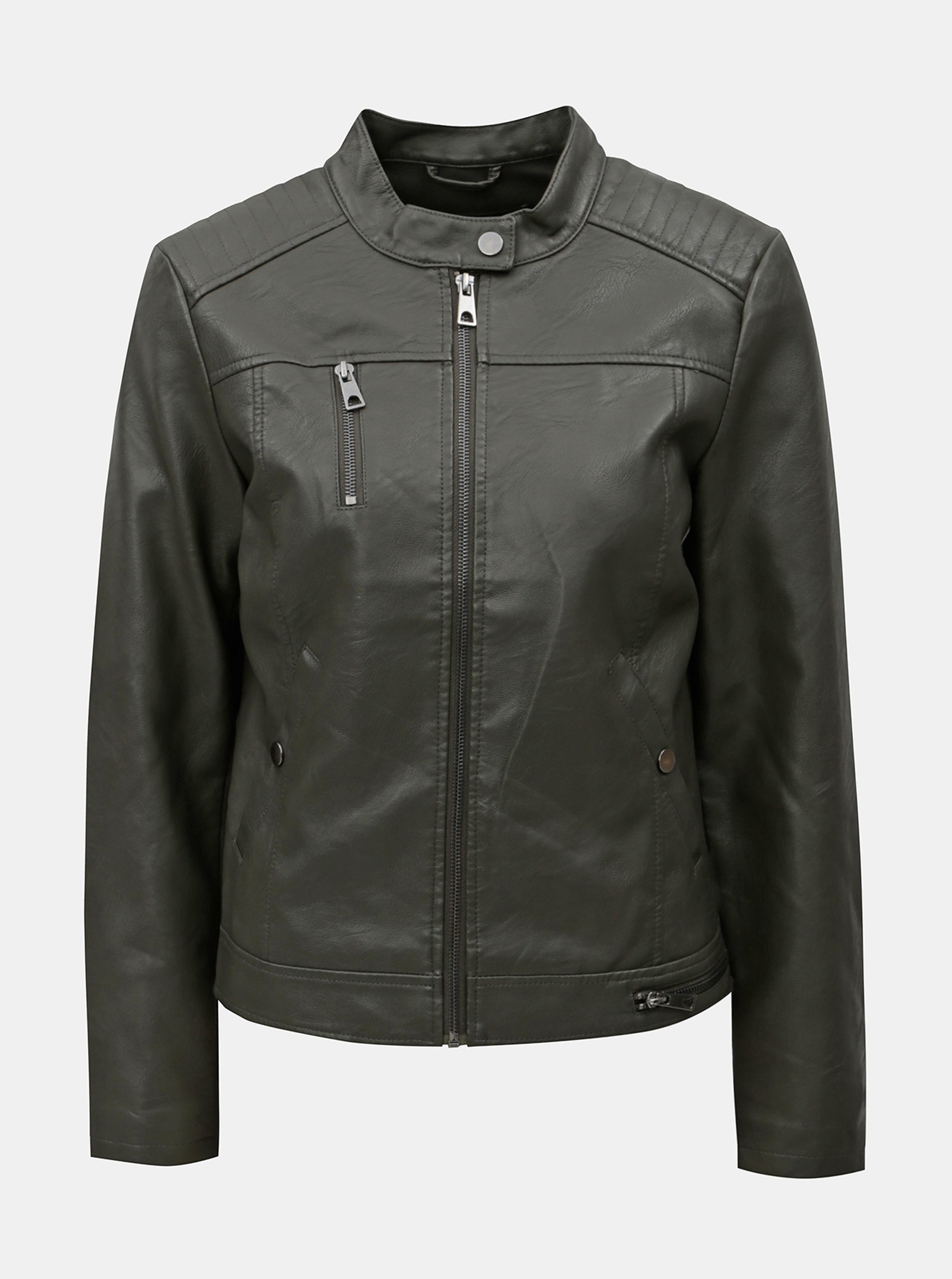 Khaki koženková bunda VERO MODA