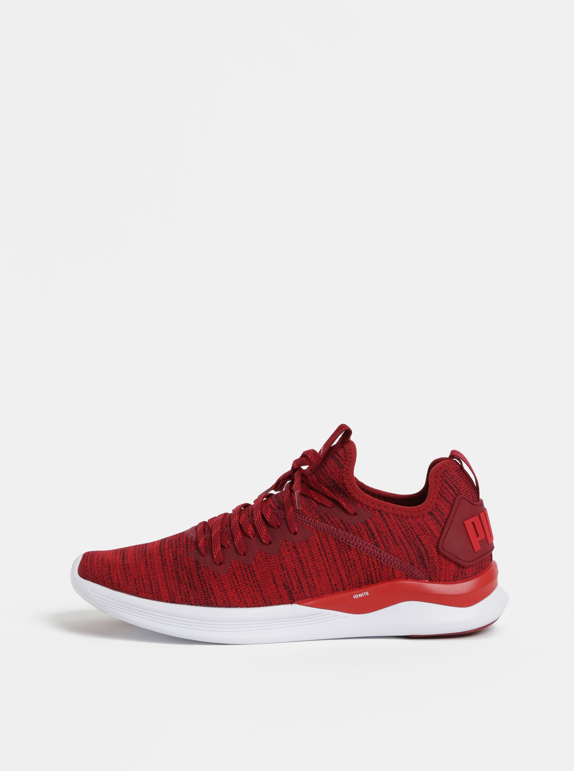 Červené žíhané pánské tenisky Puma Ignite Flash evoKnit