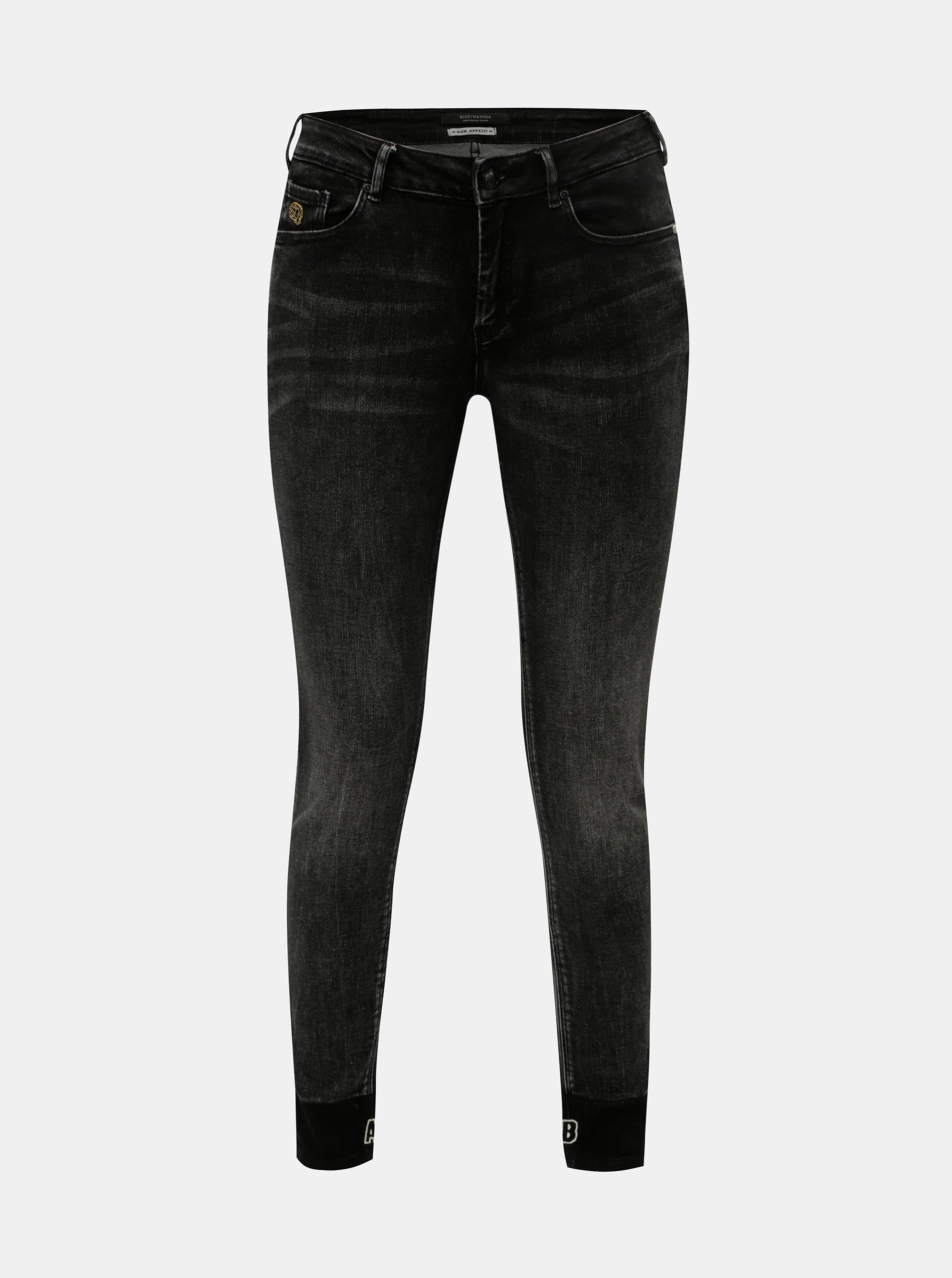 Černé dámské vyšisované skinny džíny Scotch & Soda