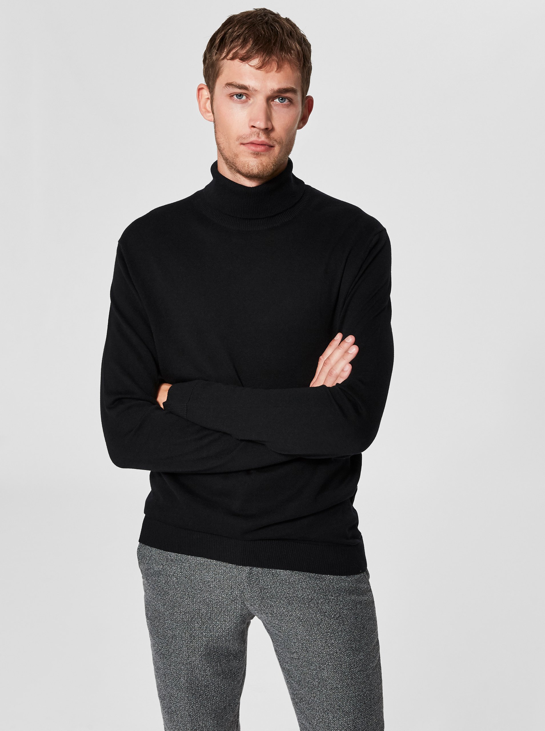 Černý rolák s příměsí hedvábí Selected Homme