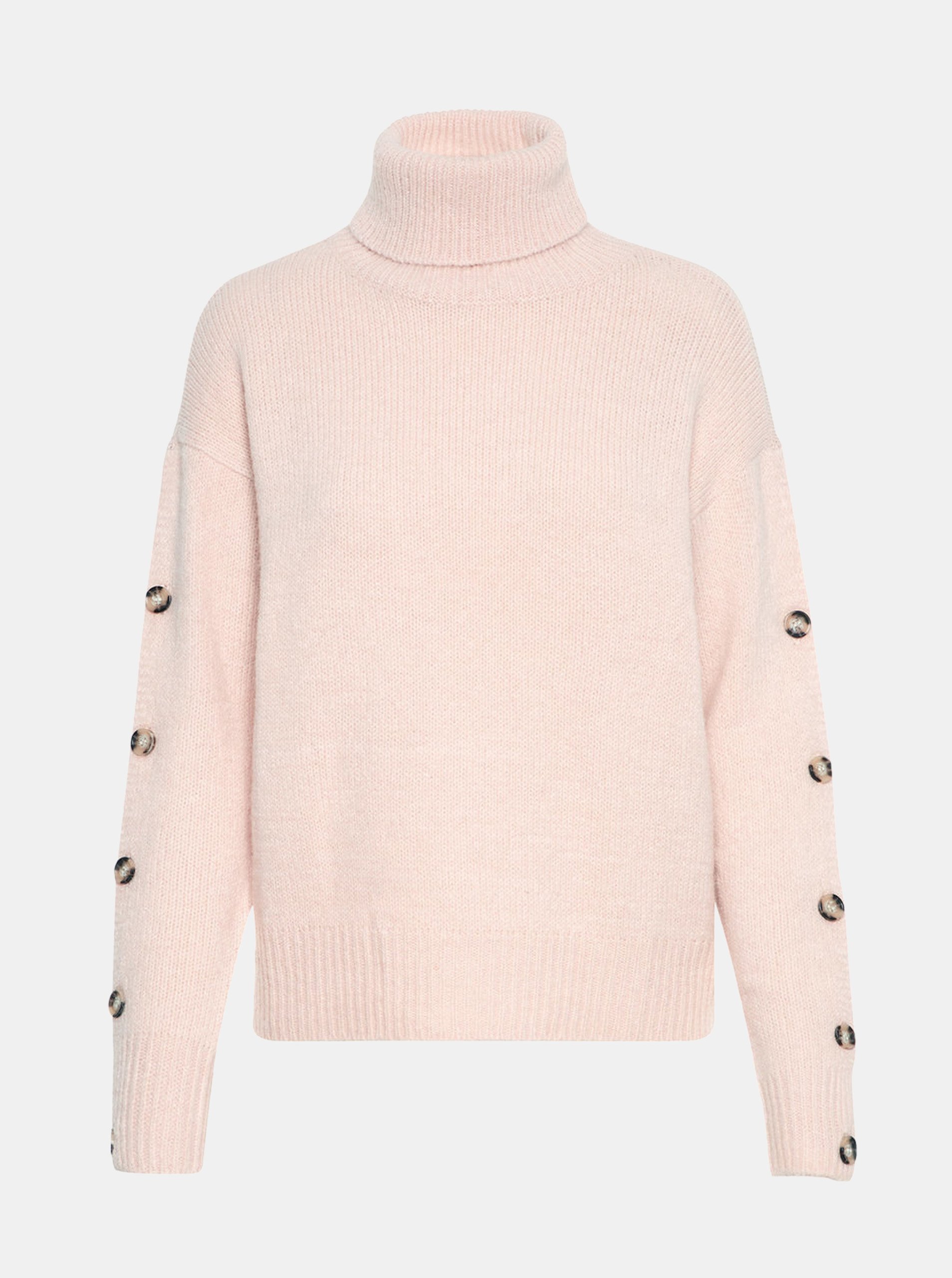Růžový rolák s knoflíky na rukávech VERO MODA Acel
