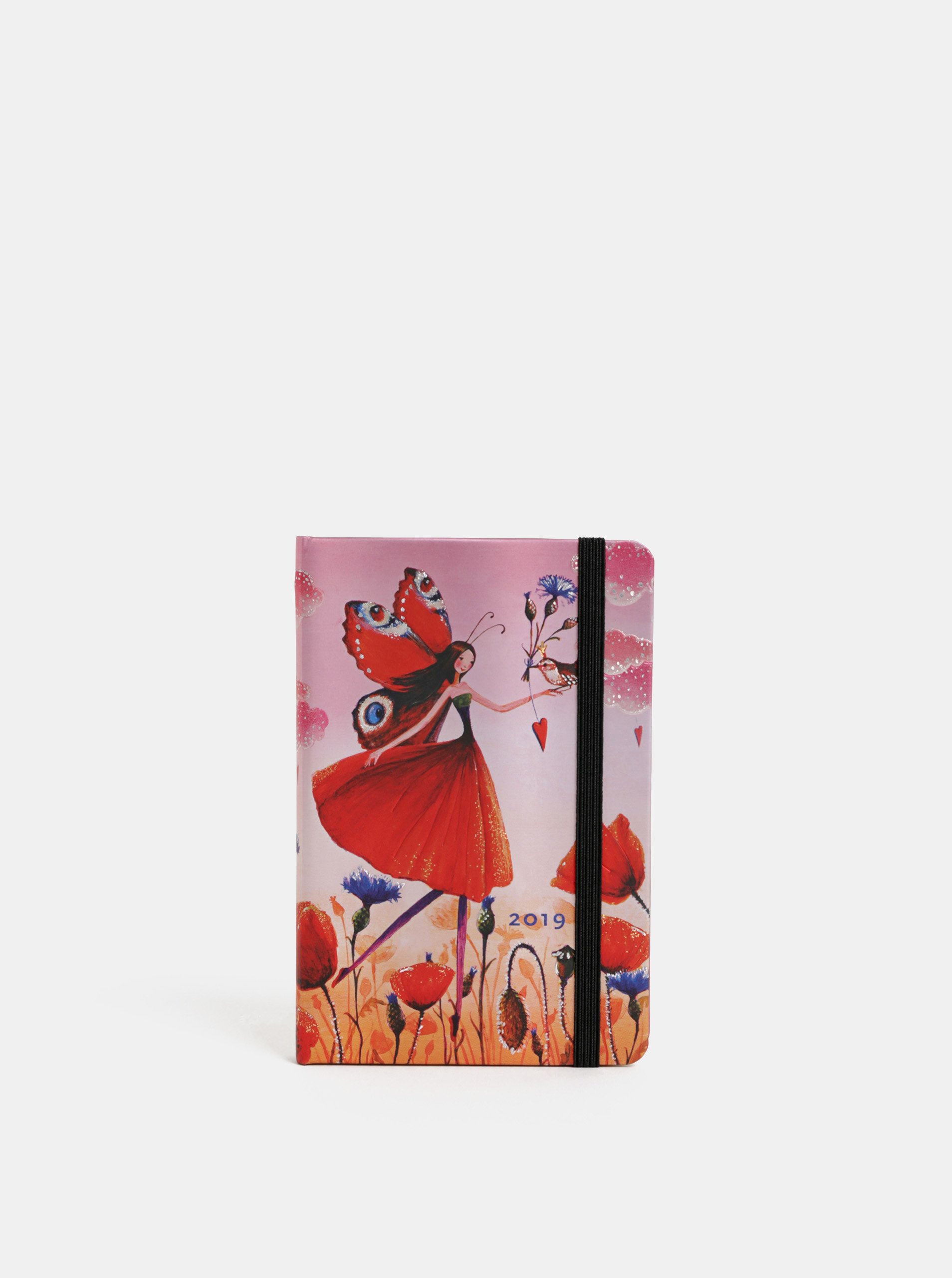 Čeveno-růžový týdenní mini diář na rok 2019 Paperblanks Poppy Field