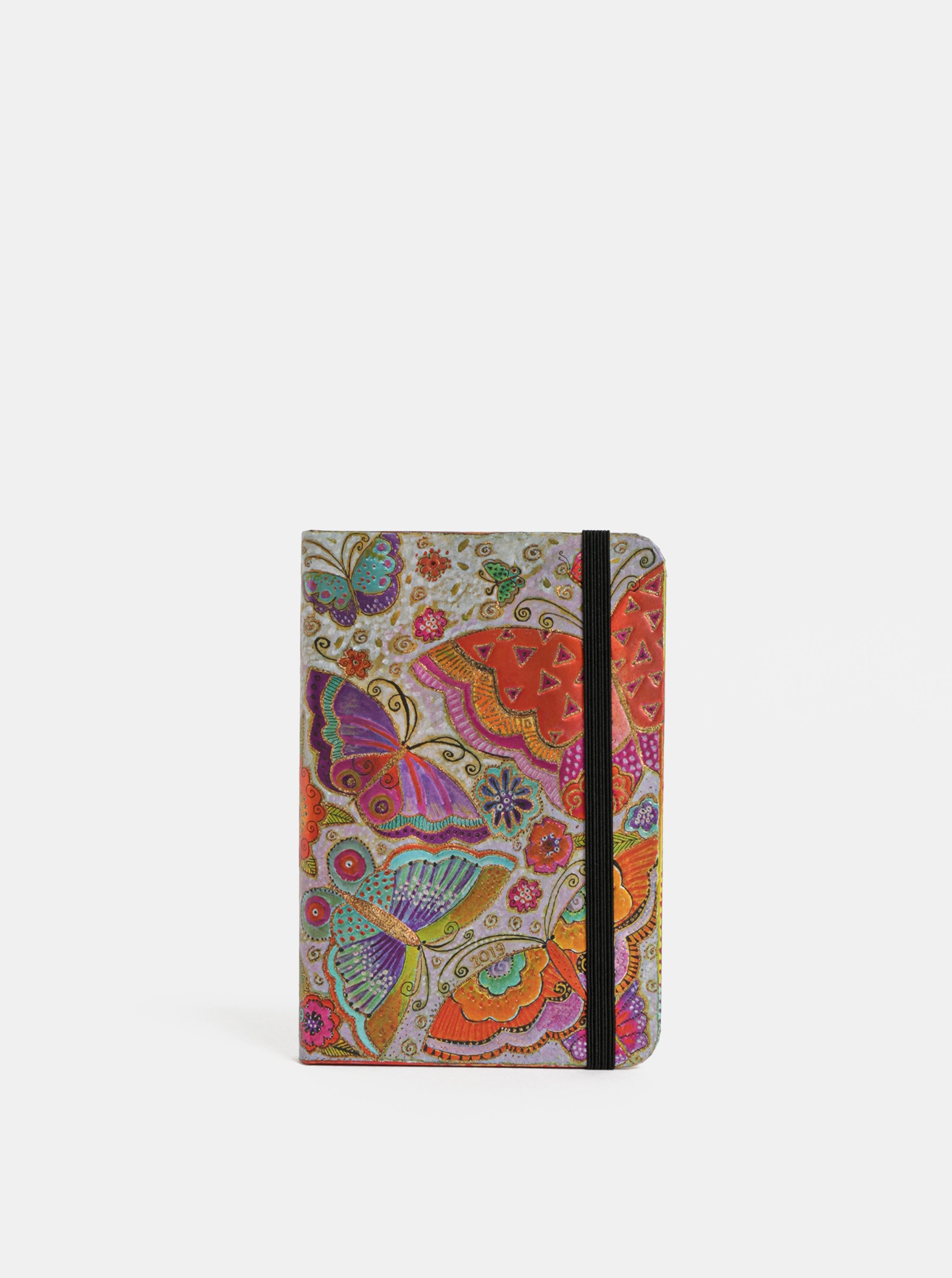 Červeno-fialový týdenní mini diář na rok 2019 Paperblanks Flutterbyes