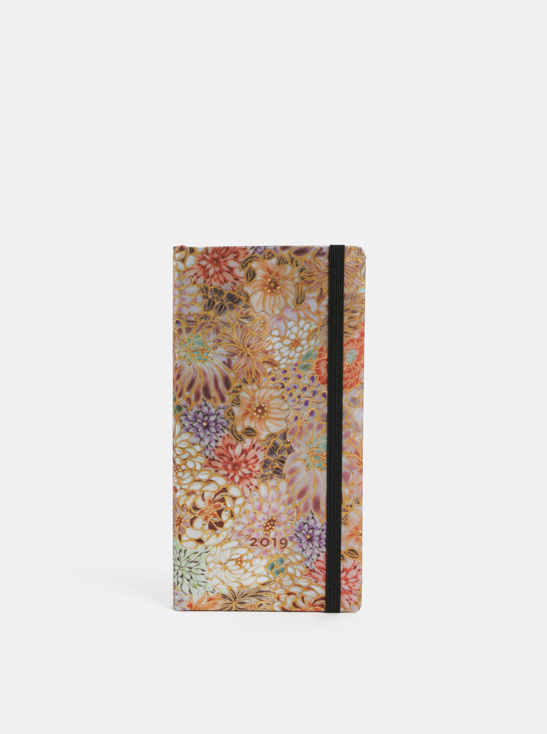 Růžový týdenní květovaný diář na rok 2019 Paperblanks