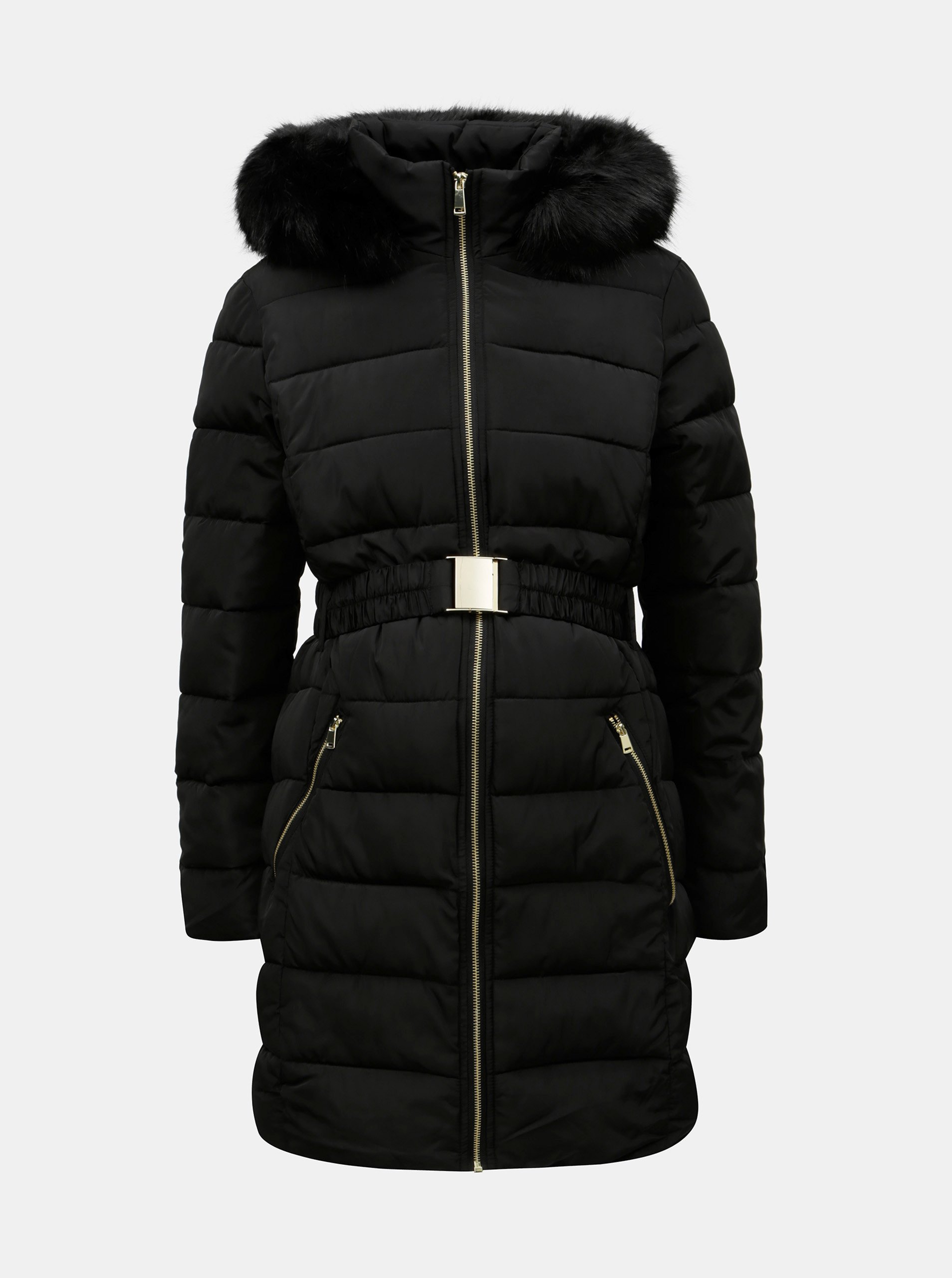 Černý prošívaný těhotenský kabát Dorothy Perkins Maternity
