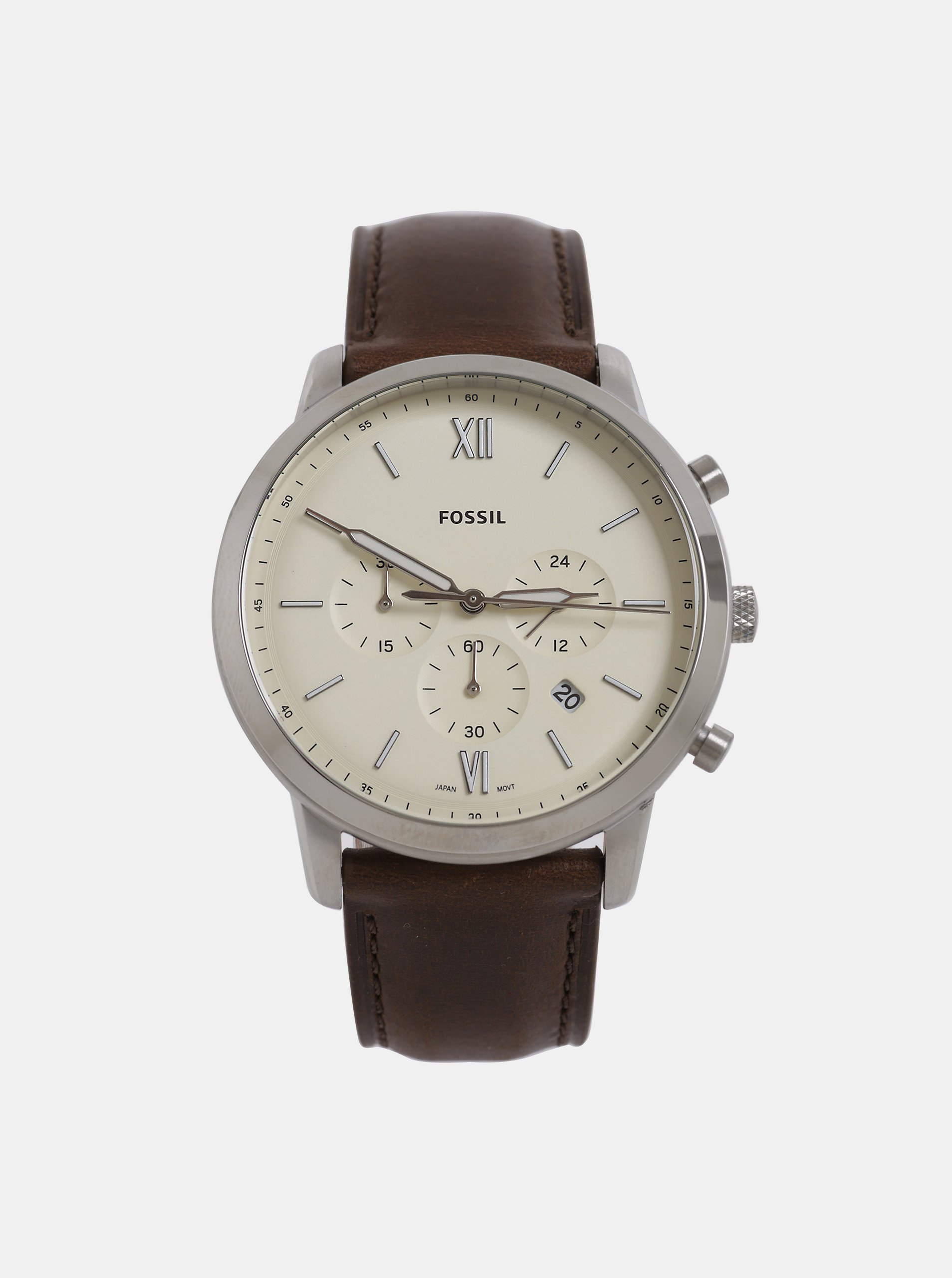Hnědé pánské hodiny s koženým páskem Fossil Neutra Chrono