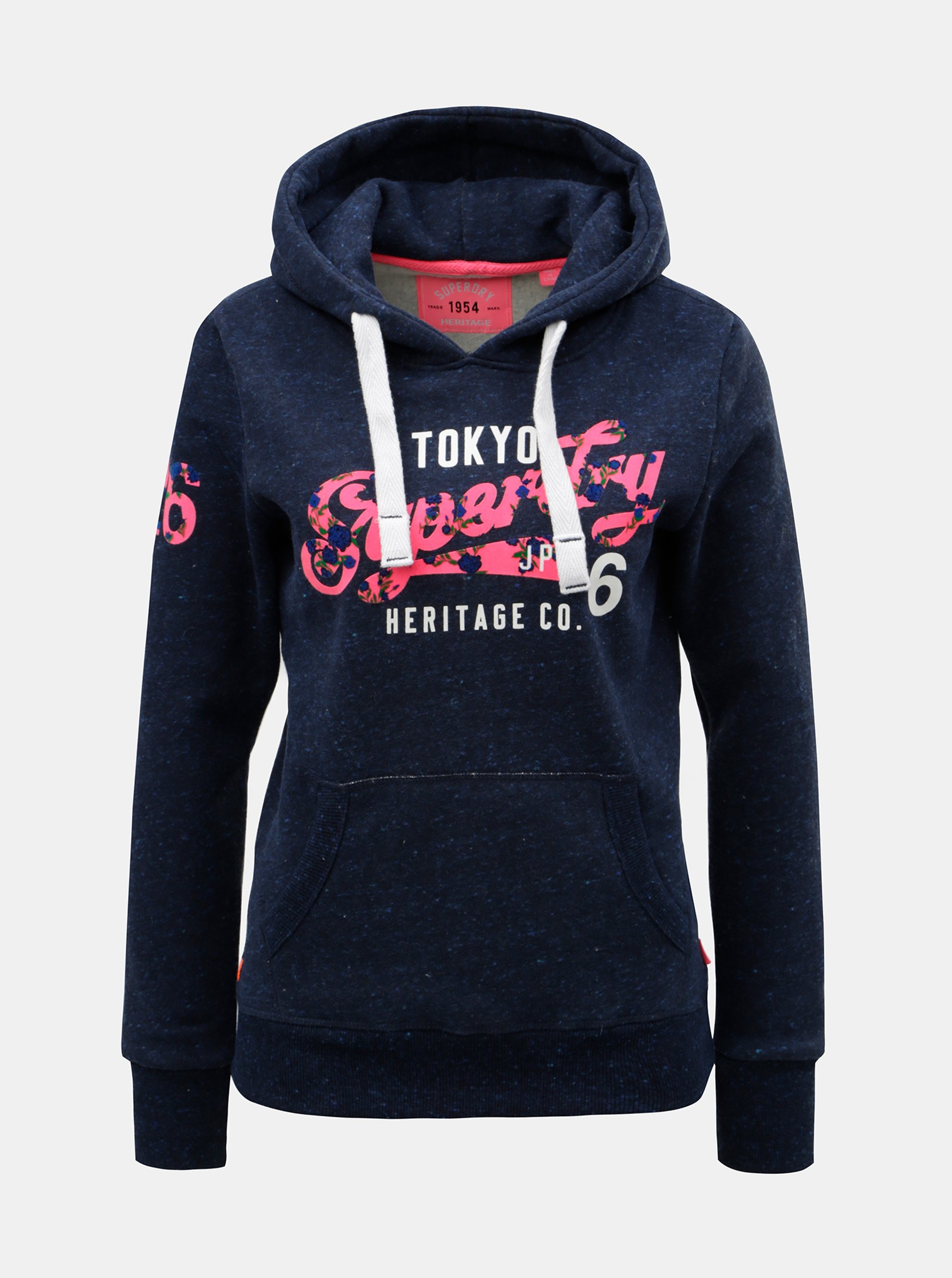 Tmavě modrá dámská mikina se semišovým nápisem Superdry
