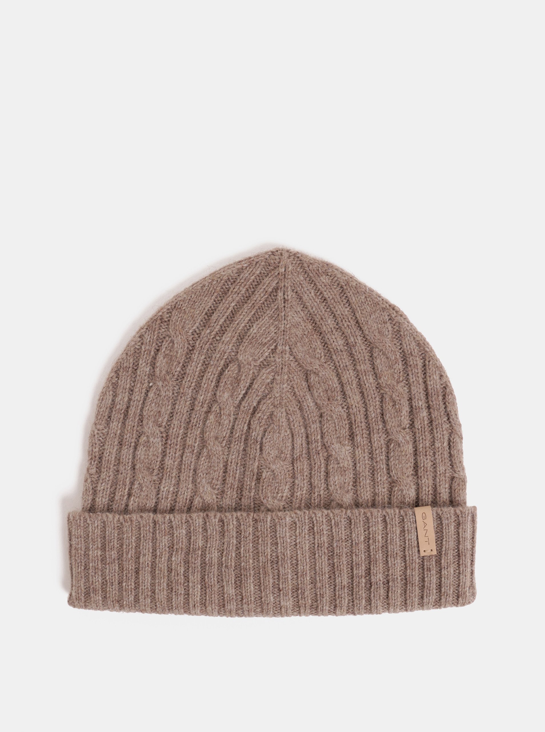 Hnědá dámská čepice s příměsí vlny GANT Cable Knit