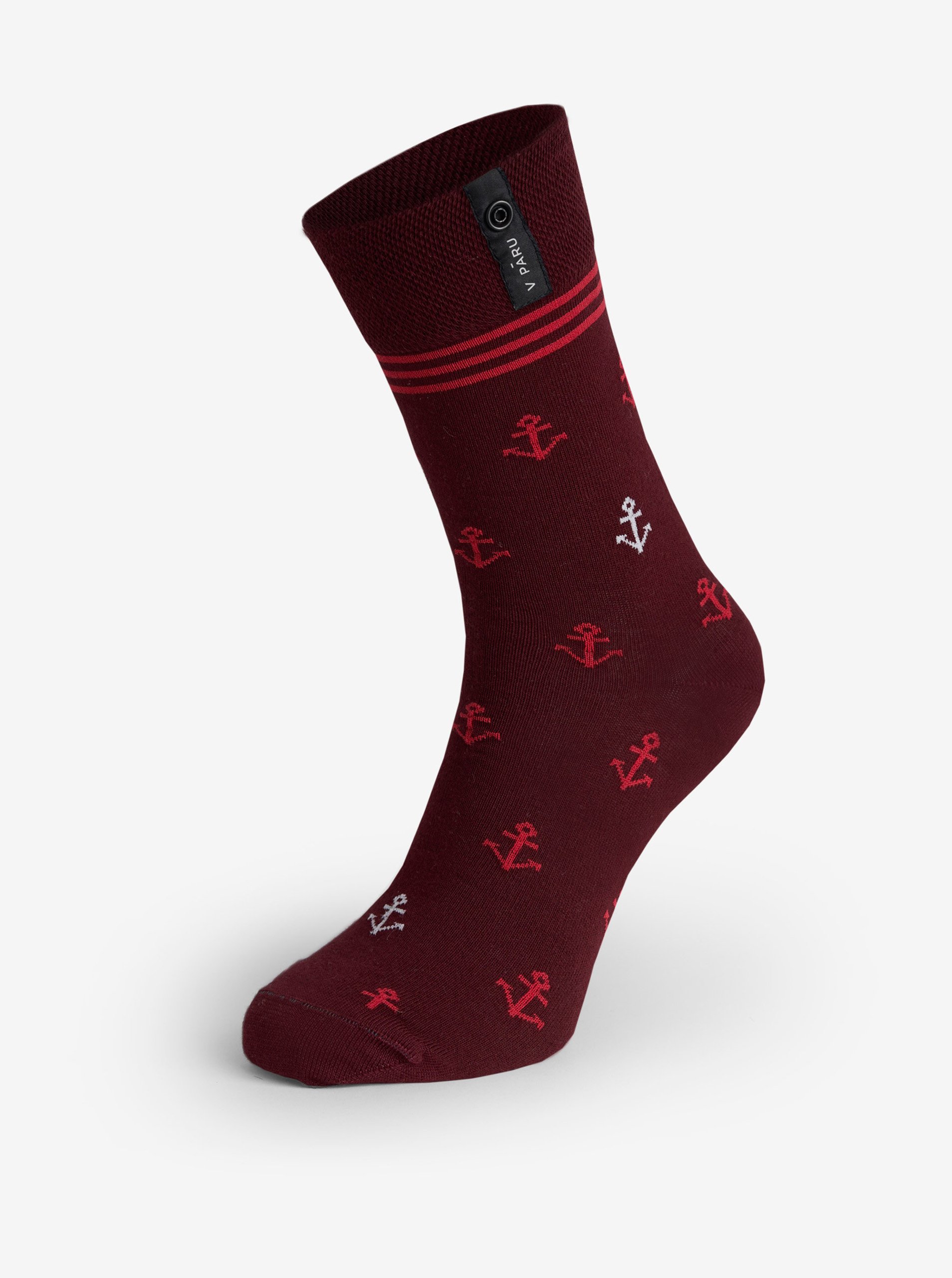 Vínové unisex vzorované ponožky V páru