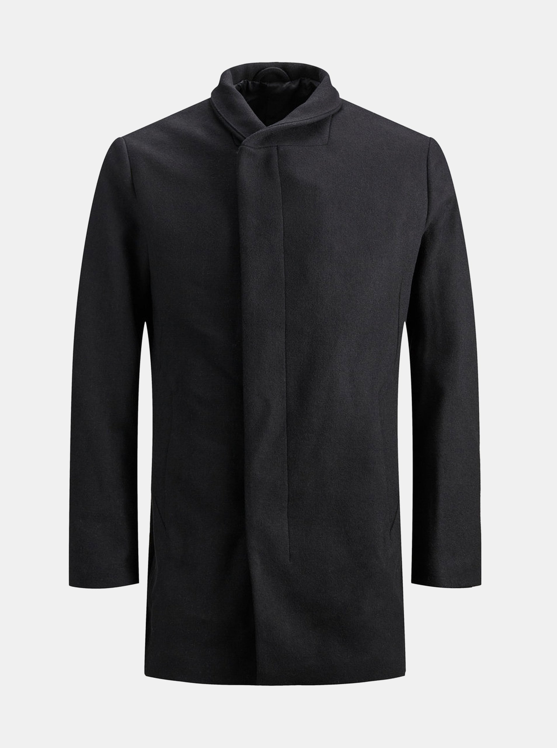 Černý vlněný kabát Jack & Jones Newgotham