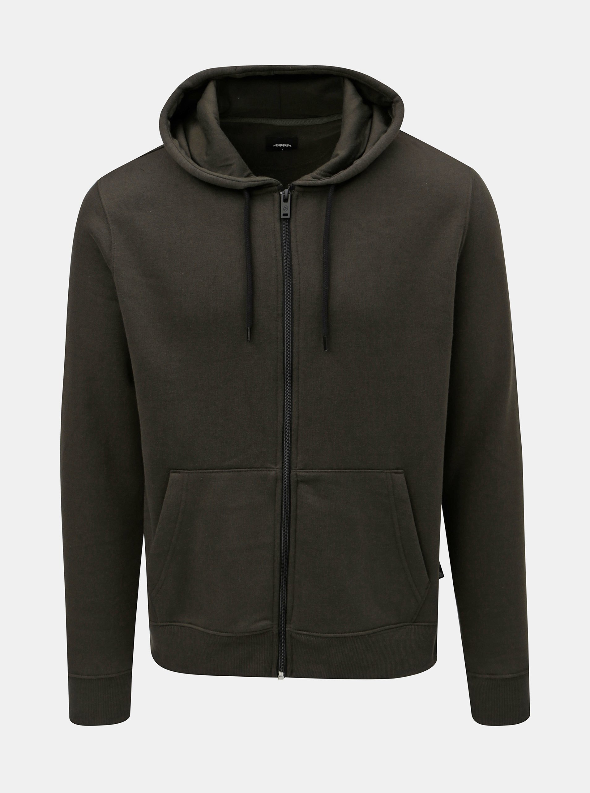 Khaki mikina s kapucí na zip Burton Menswear London