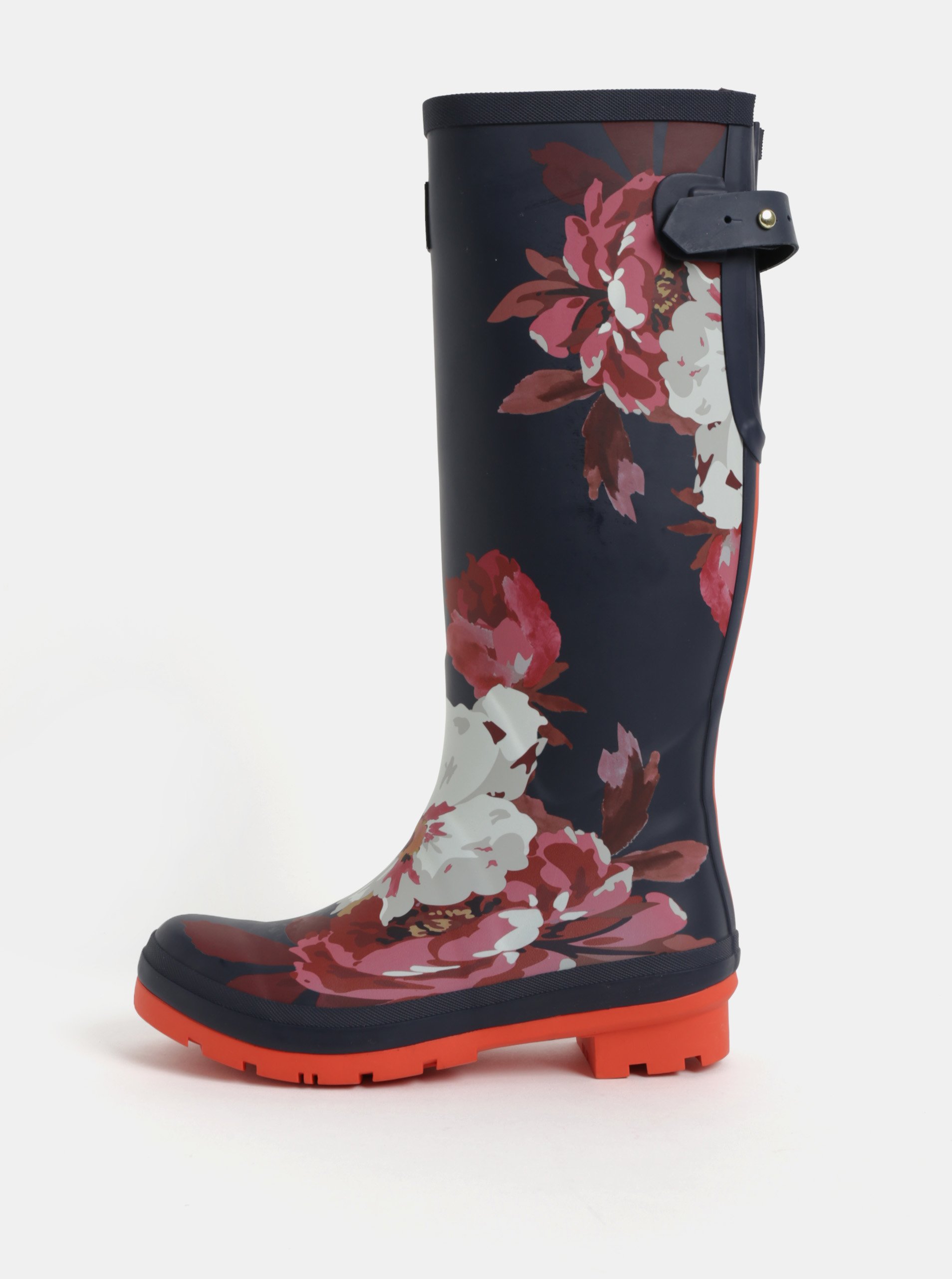 Růžovo-modré dámské květované holínky s přezkou Tom Joule Wellies
