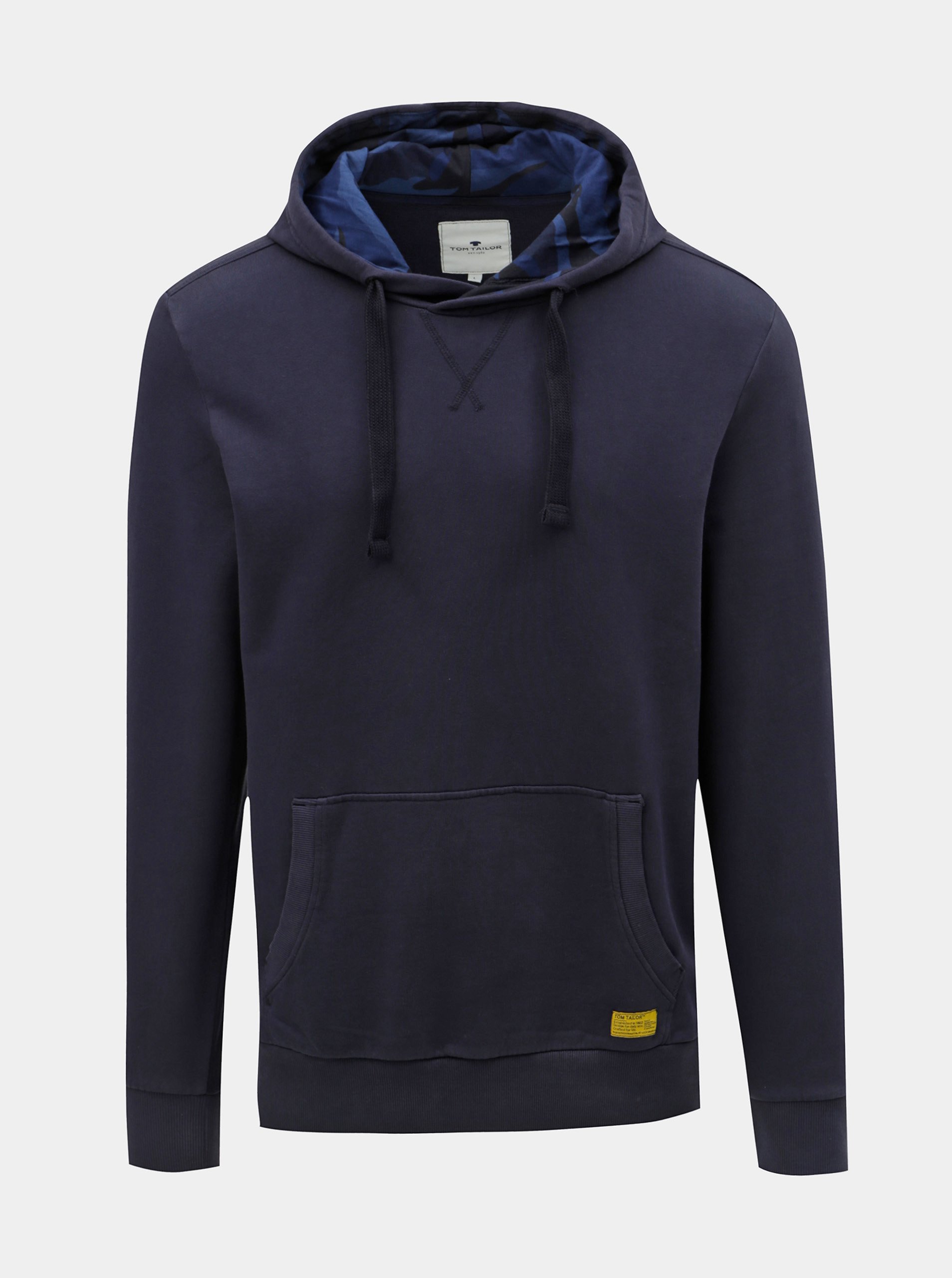 Tmavě modrá pánská basic mikina s kapucí Tom Tailor