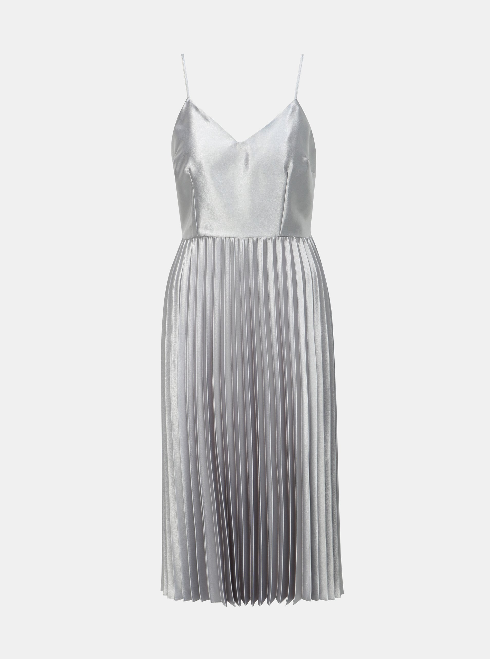 Plisované šaty ve stříbrné barvě Dorothy Perkins