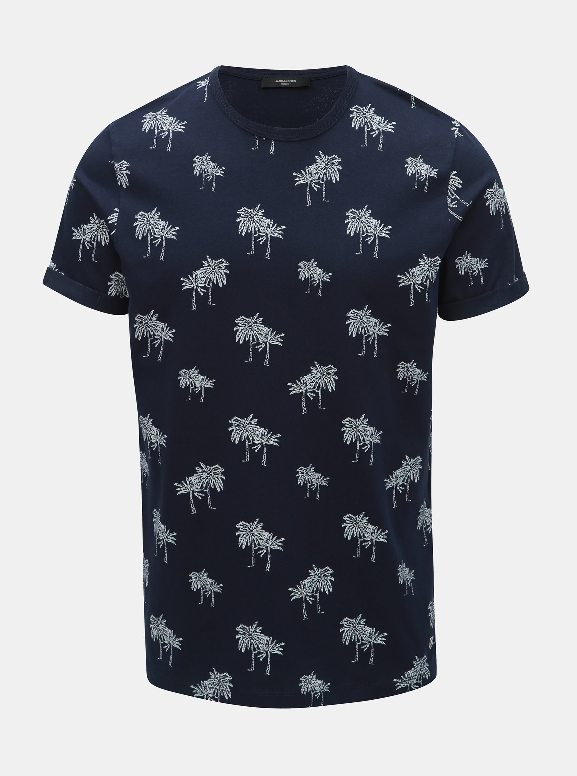 Tmavě modré vzorované tričko Jack & Jones Slam