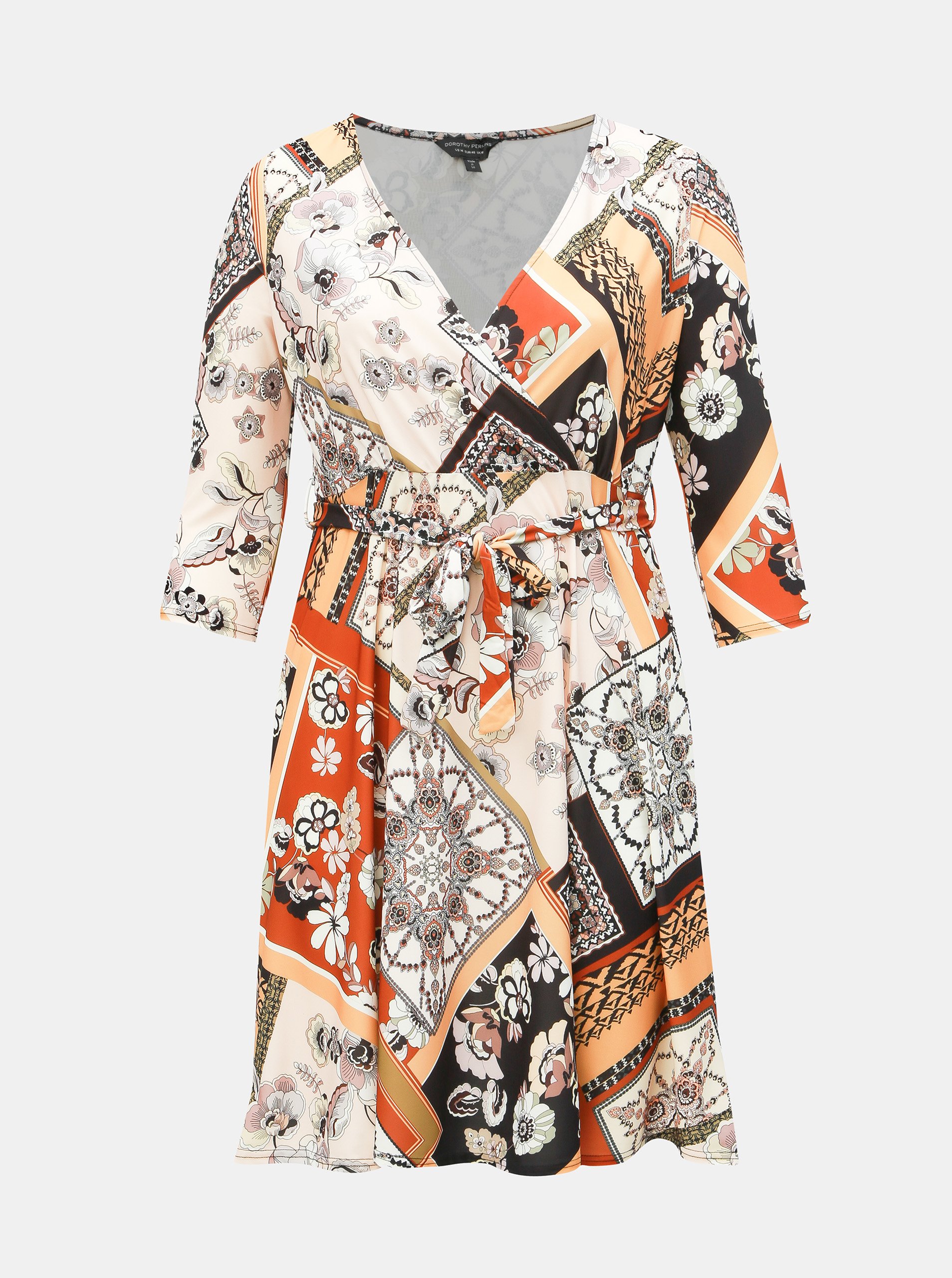 Krémové vzorované šaty Dorothy Perkins Curve
