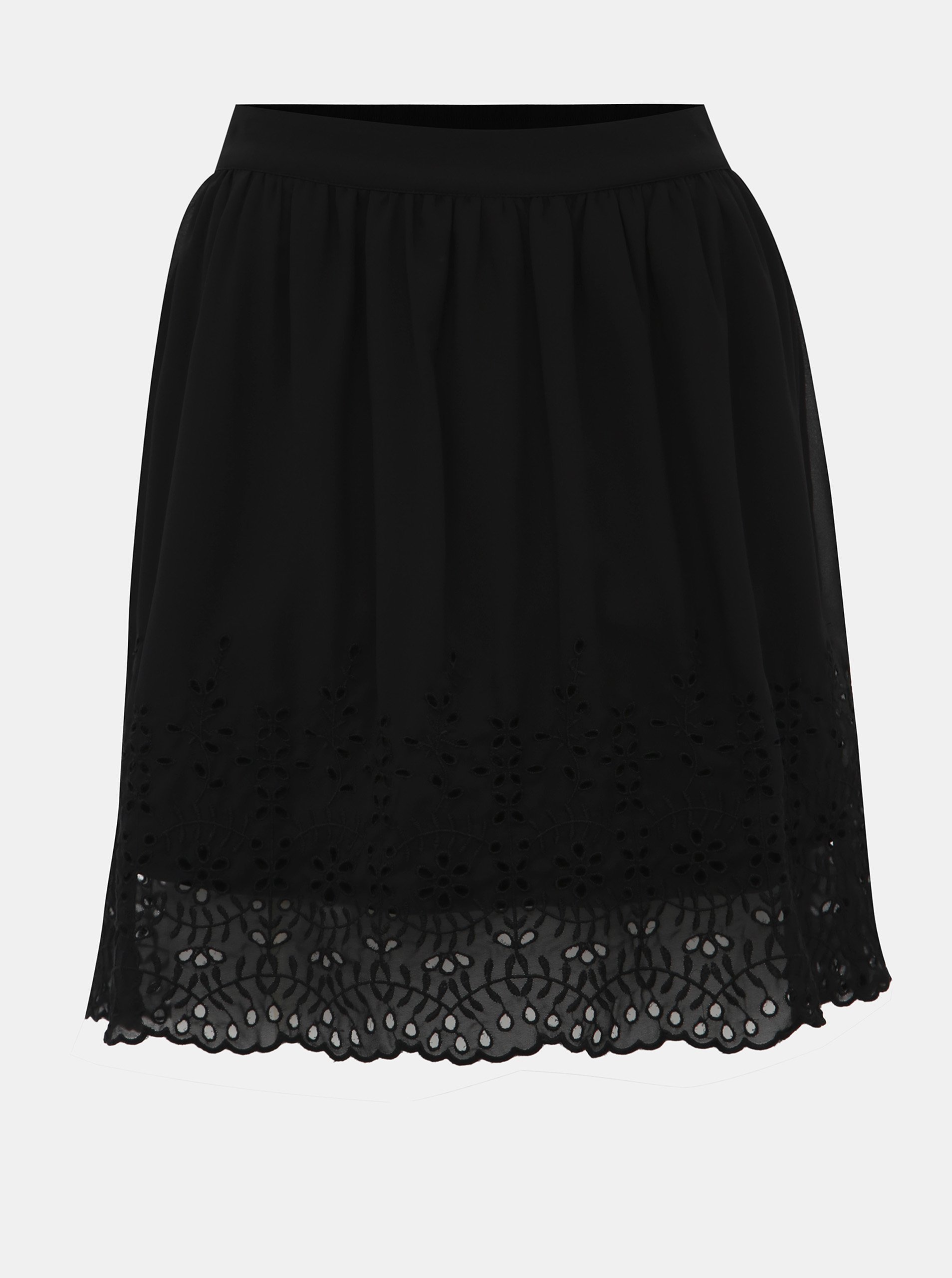 Černá sukně s madeirou VERO MODA Aisha