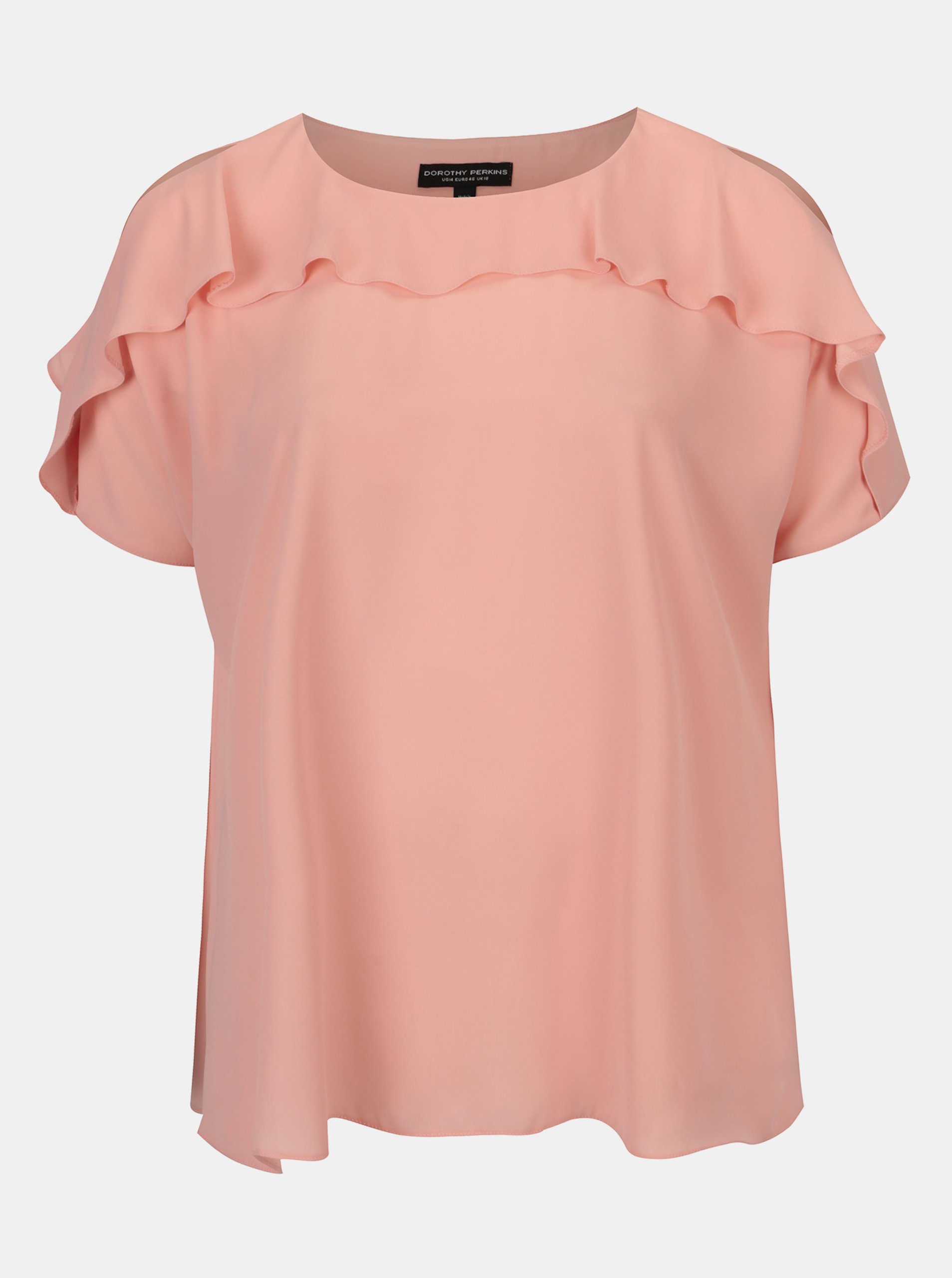 Světle růžová volná halenka s volánem Dorothy Perkins Curve