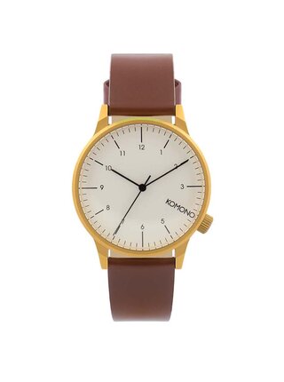Unisex hodinky s hnědým koženým páskem Komono Winston Regal