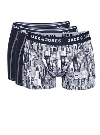 Súprava troch boxeriek v bielo-modrej farbe Jack & Jones Cambridge