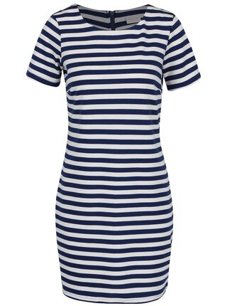 Rochie crem&bleumarin VILA Tinny cu dungi