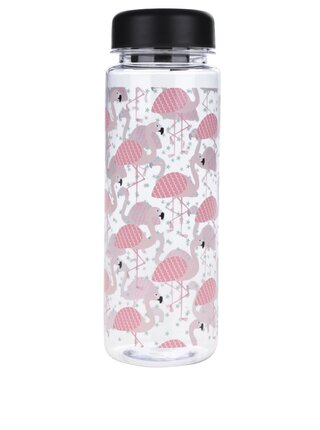Sticla transparenta Sass & Belle cu imprimeu flamingo