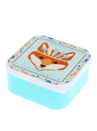 Tyrkysový desiatový box s líškou Sass & Belle Fox Tribal
