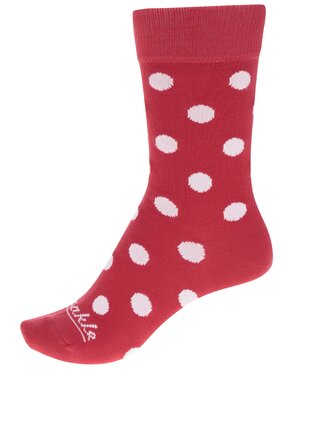 Bílo-červené unisex puntíkované ponožky Fusakle Komanč