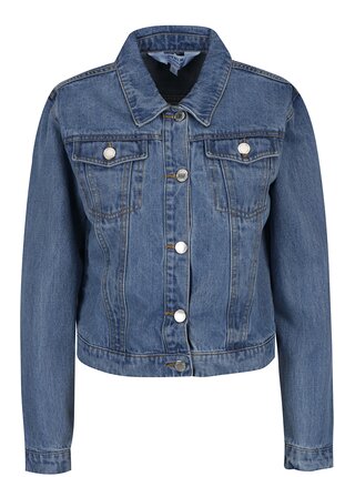 Jacheta albastra crop din denim Miss Selfridge