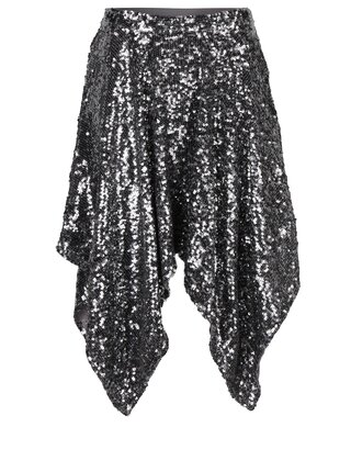 Fusta asimetrica argintie cu paiete Miss Selfridge