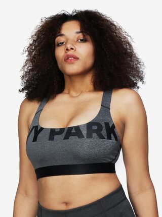 Tmavosivá športová podprsenka s potlačou Ivy Park