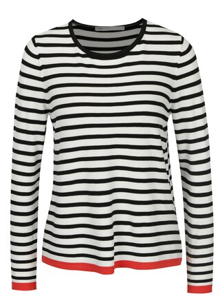Pulover crem&negru in dungi cu detaliu rosu ONLY Suzana
