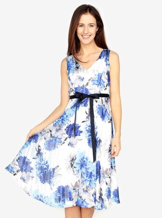 Rochie alba cu print floral si decupaj la spate M&Co