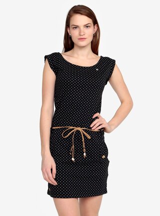 Černé puntíkované šaty s páskem Ragwear Tag Dots