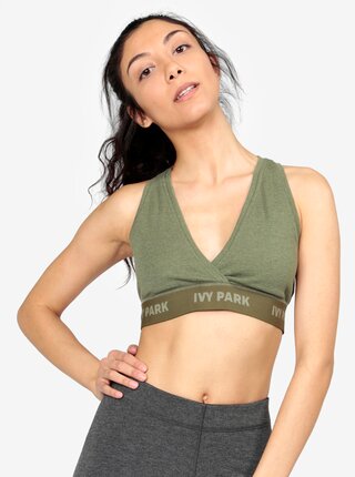 Khaki podprsenka s překládaným výstřihem Ivy Park