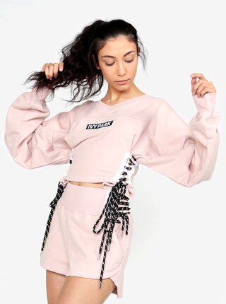 Starorůžová krátká mikina se šněrováním na bocích Ivy Park