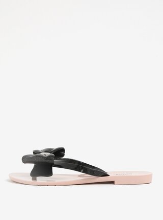 Papuci flip flop negri cu funda si aspect stralucitor - Melissa Harmonic