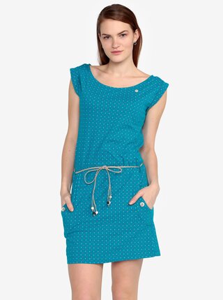 Tyrkysové puntíkované šaty s páskem Ragwear Tag Dots