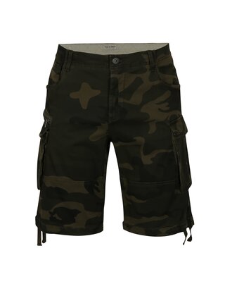 Pantaloni cargo scurti verde inchis cu print camuflaj - Jack & Jones Chop