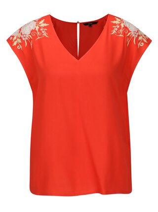 Červená halenka s výšivkou VERO MODA Evy