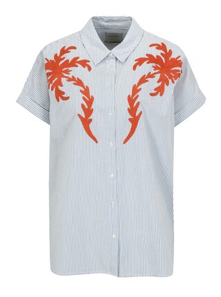 Modro-krémová pruhovaná košeľa s výšivkou Scotch & Soda