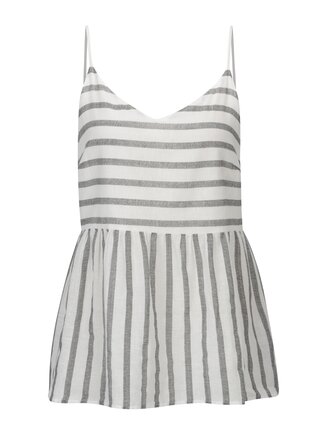 Top alb&negru in dungi cu volan amplu VERO MODA Sunny