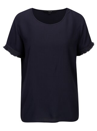 Tricou bleumarin cu model discret si franjuri - VERO MODA Mynte