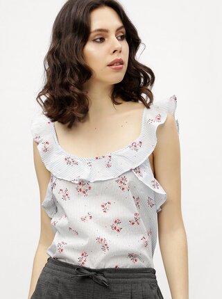 Světle modrý vzorovaný top VERO MODA Cille