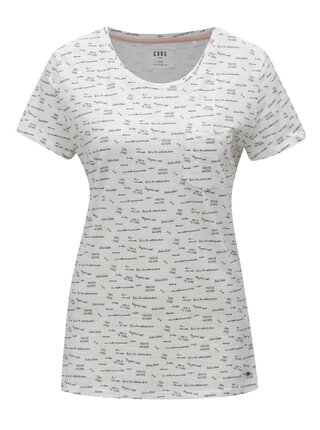 Tricou alb cu print text pentru femei Cars Zazoe