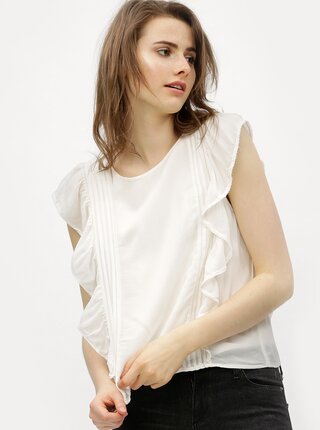 Bílý top s volány VERO MODA Suman
