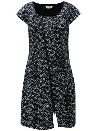 Rochie alb-albastru cu model si fermoar asimetric SKFK Aiara